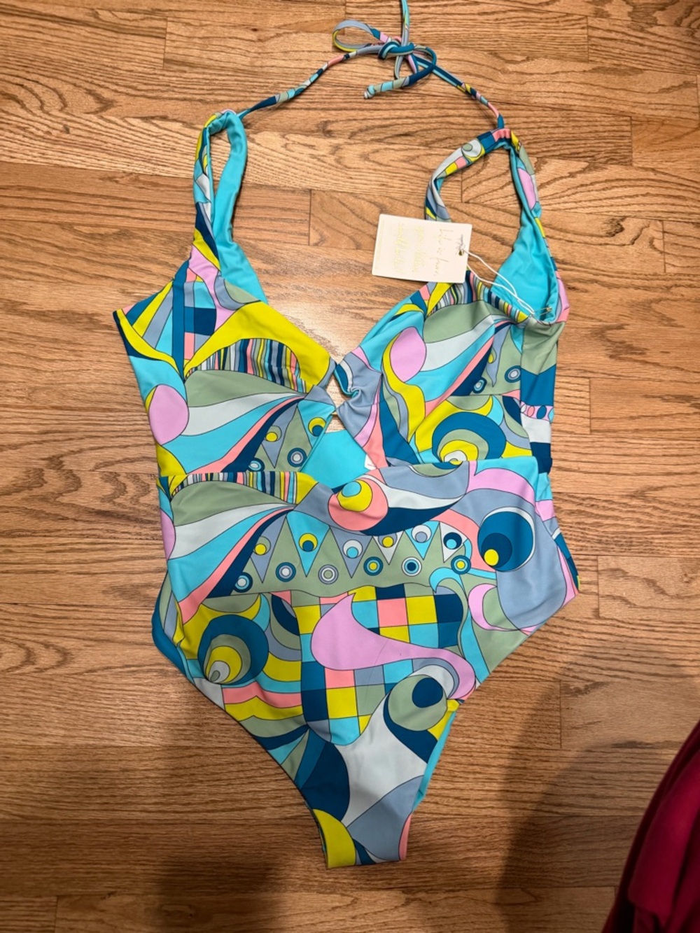 Multicolor Swirl One-Piece Swimwear - Bright Blue & Pastel